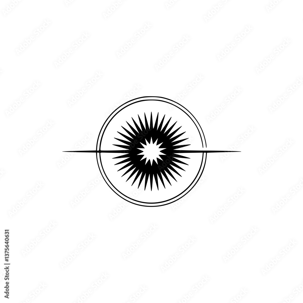 Geometric Sunburst Logo Design in Minimalist Black and White Geometric Sunburst Logo Design in Minimalist Black and White