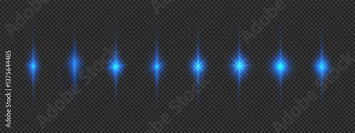 Set of blue light effects of lens flares