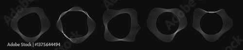 Set of round curved frames with dynamic wavy stripes