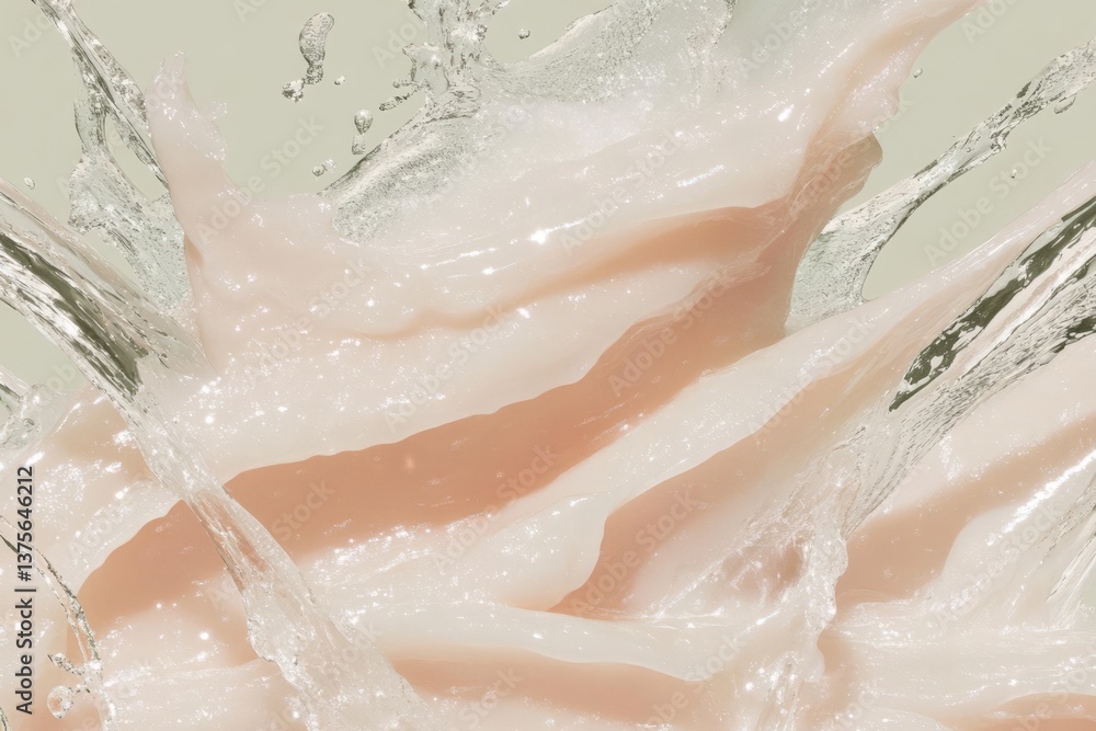 Obraz premium Abstract fluid motion with cream and water waves in dynamic harmony