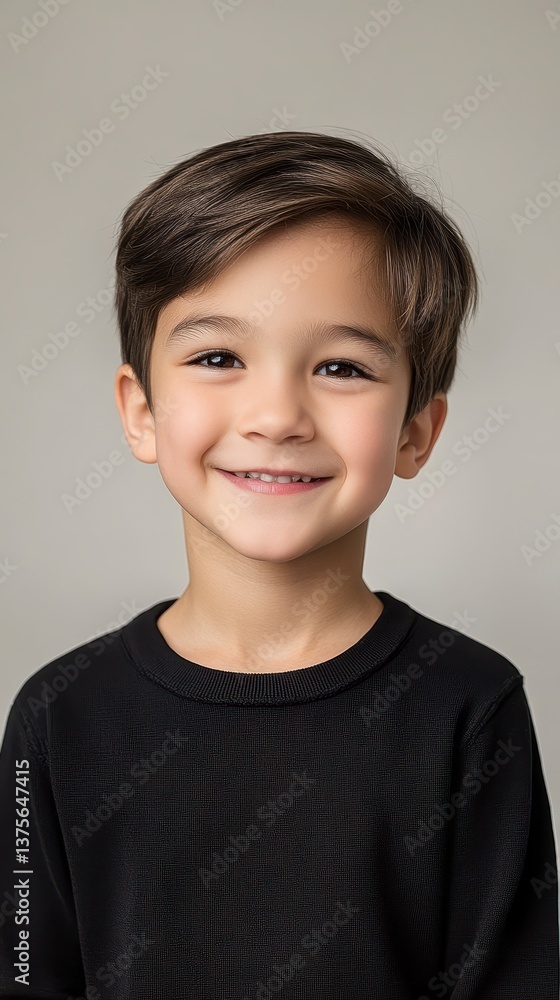 Portrait of a Smiling Young Boy with Dark Hair Portrait of a Smiling Young Boy with Dark Hair