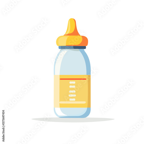 Flat vector baby bottle, minimalist design, isolated on a white background.

