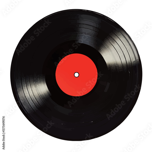 Flat vector vinyl record, minimalist design, isolated on a white background.

