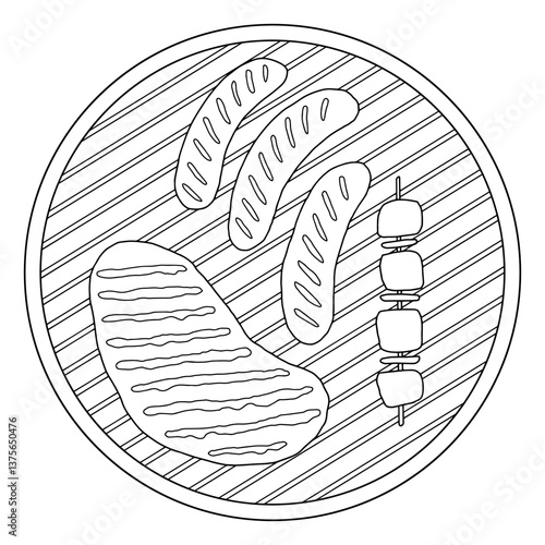 Barbecue grill graphic black white isolated sketch illustration vector