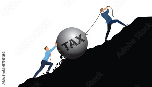 Businessman pulling bomb in tax concept. vector,
