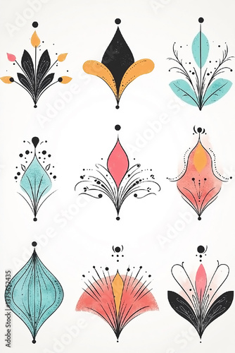 Abstract Colorful Shapes and Lines Pattern Design. Background Print for Textile, Packaging, Banner, Decor, Wrap, Fashion, Accessories, Web, Social.