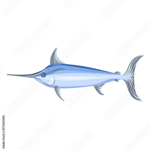 Swordfish isolated on a white background.Vector illustration of sea fish for restaurant menus,seafood store designs.