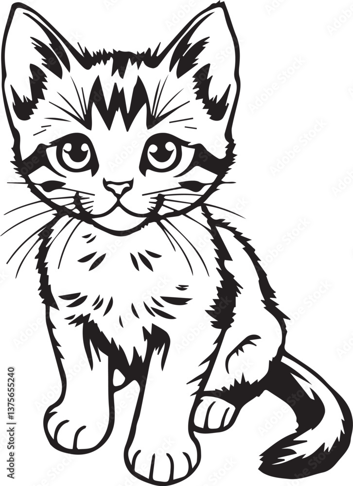 Obraz premium Cute kitten. Hand drawn vector illustration