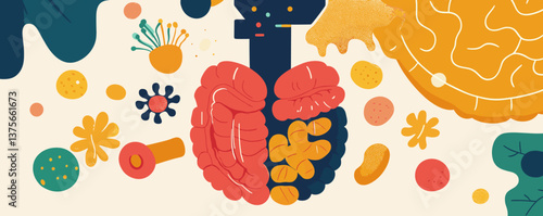 Colorful abstract human organs with patterns and shapes vector.