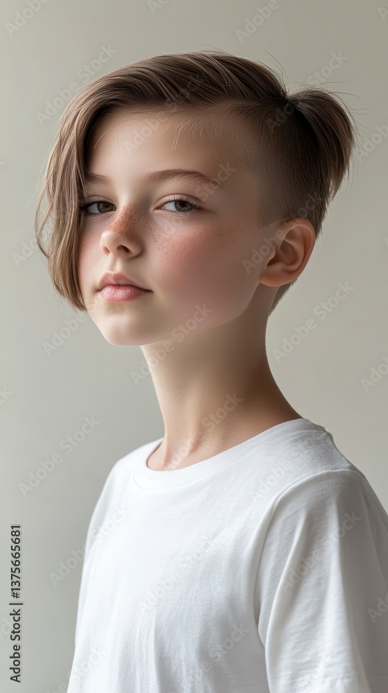 Portrait of a Young Boy with a Modern Haircut Portrait of a Young Boy with a Modern Haircut