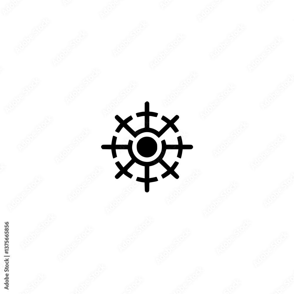 Obraz premium Minimalist Wheel Symbol Design, Black on White, Modern Concept
