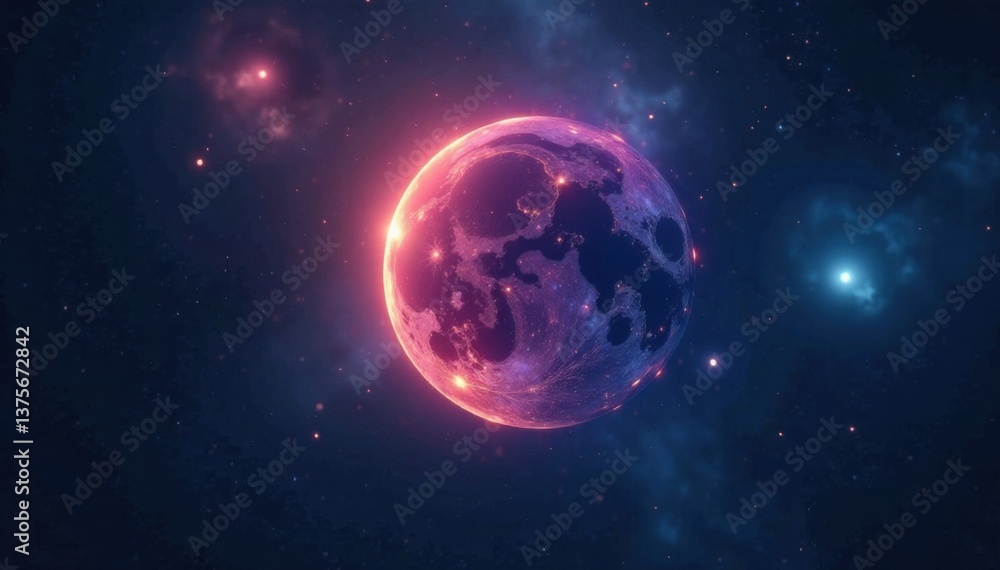 Obraz premium ethereal celestial body suspended in darkness, misty, cosmos, cosmic