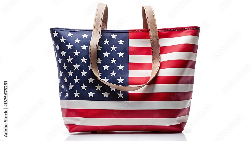 Fototapeta premium USA flag illustration with stars and stripes isolated on white background