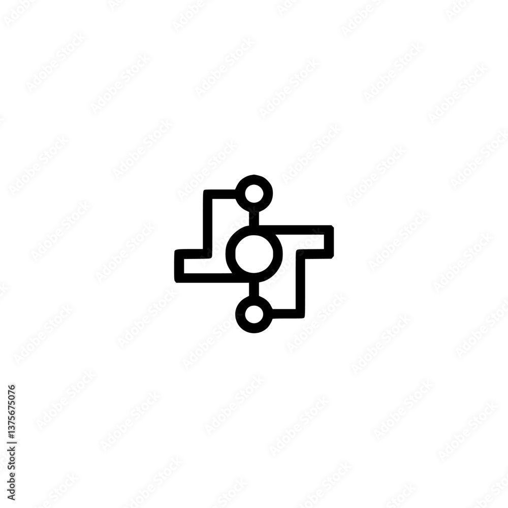 Minimalist Network Diagram Icon on White Background Minimalist Network Diagram Icon on White Background