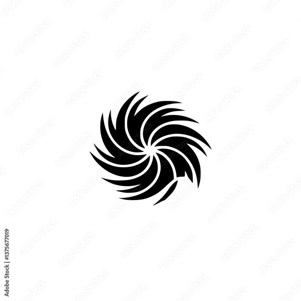 Fototapeta premium Black Swirl Logo on Light Gray, Modern Abstract Design