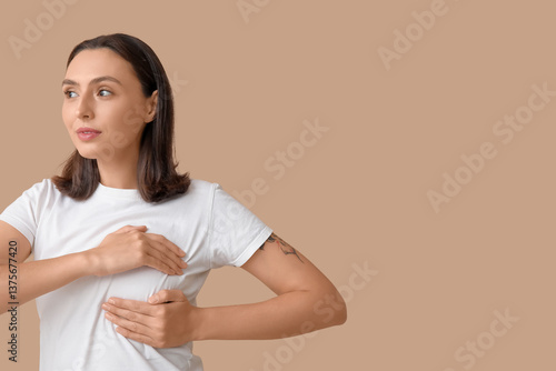 Young woman checking her br...