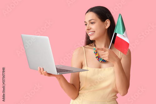 Young woman with Mexican fl...