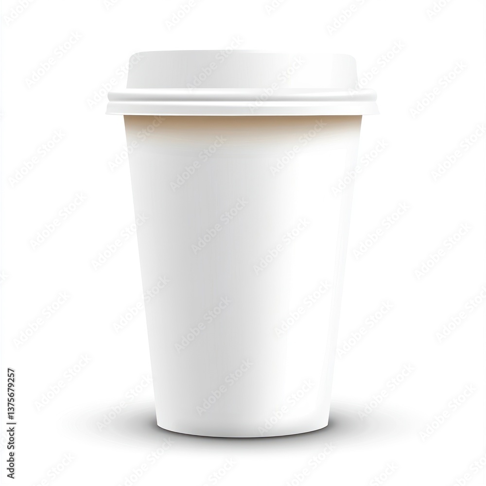 Isolated White Disposable Coffee Cup with Lid for Mockup Design Isolated White Disposable Coffee Cup with Lid for Mockup Design