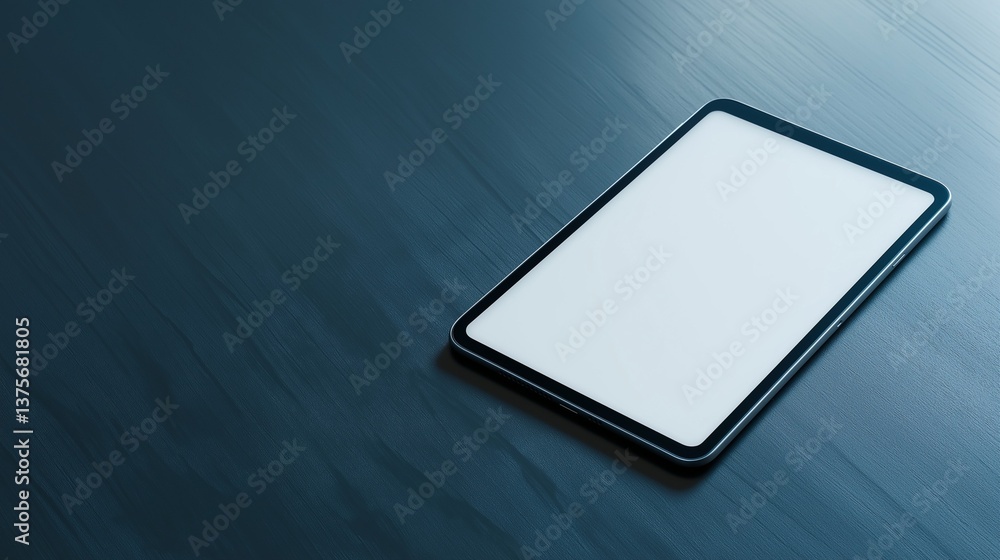 tablet mockup with blank screen on dark wooden surface tablet mockup with blank screen on dark wooden surface