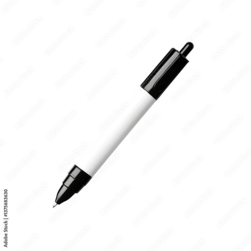 White and Black Ballpoint Pen Mockup Isolated on White and Black Ballpoint Pen Mockup Isolated on
