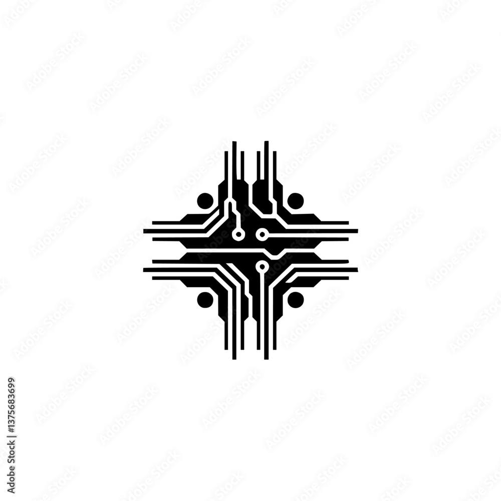 Abstract Circuit Board Design, Minimalist Tech Illustration Abstract Circuit Board Design, Minimalist Tech Illustration