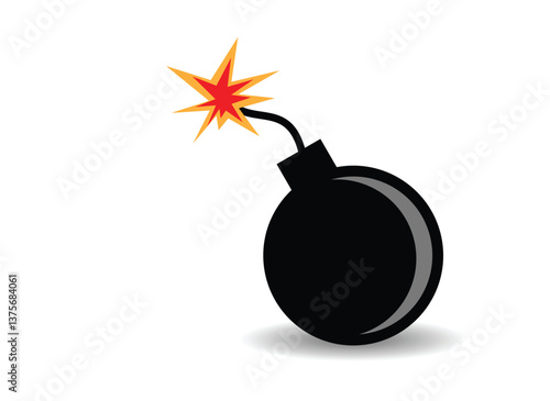 Ignited Bomb Flat Style Isolated on White. Objects and trending ideas vector art