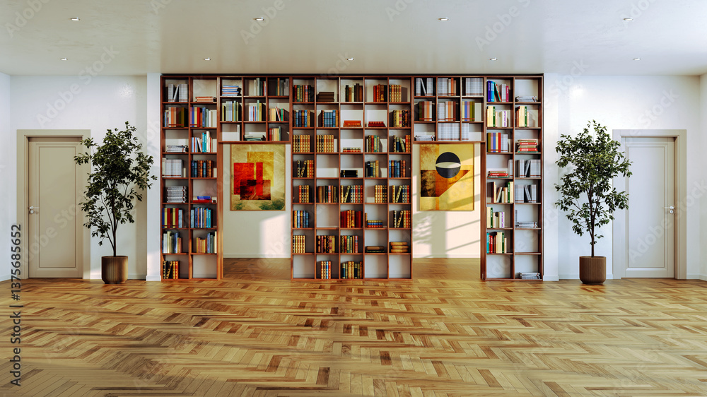 Fototapeta premium Large luxury modern bright interiors Living room mockup illustration 3D rendering image