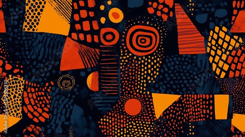 A custom pattern designed for an insurance company in Rwanda, featuring abstract representations of security and trust with local cultural influences