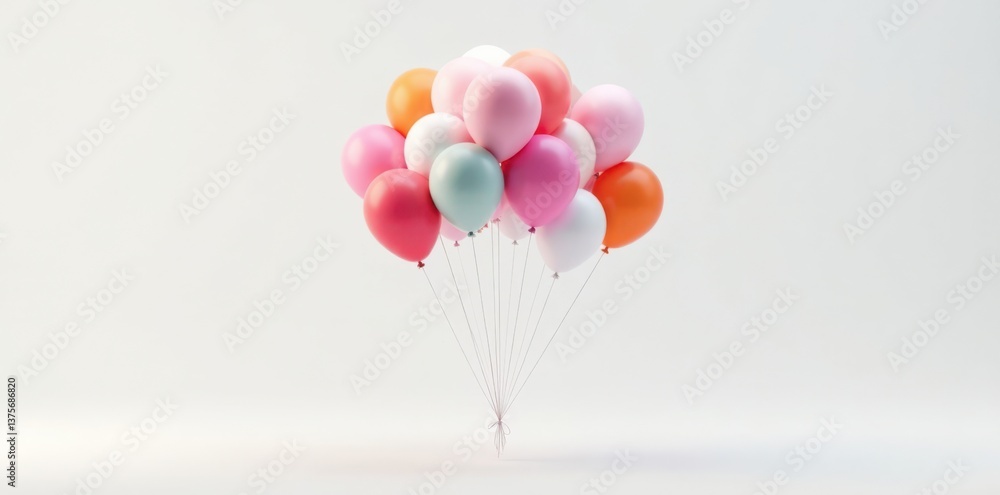 Spherical balloon floating in white background, sphere, clean Spherical balloon floating in white background, sphere, clean