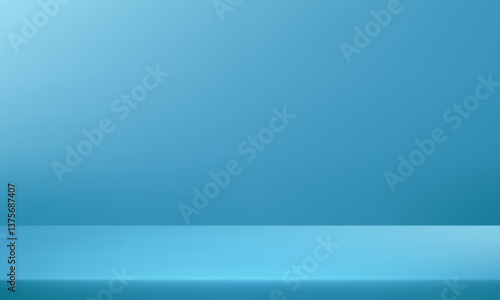 Empty blue studio room background. Space for selling products on the website. Vector illustration.