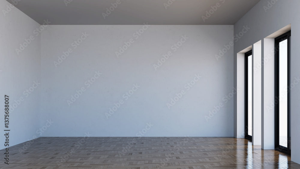 Fototapeta premium Large luxury modern bright interiors Living room mockup illustration 3D rendering image