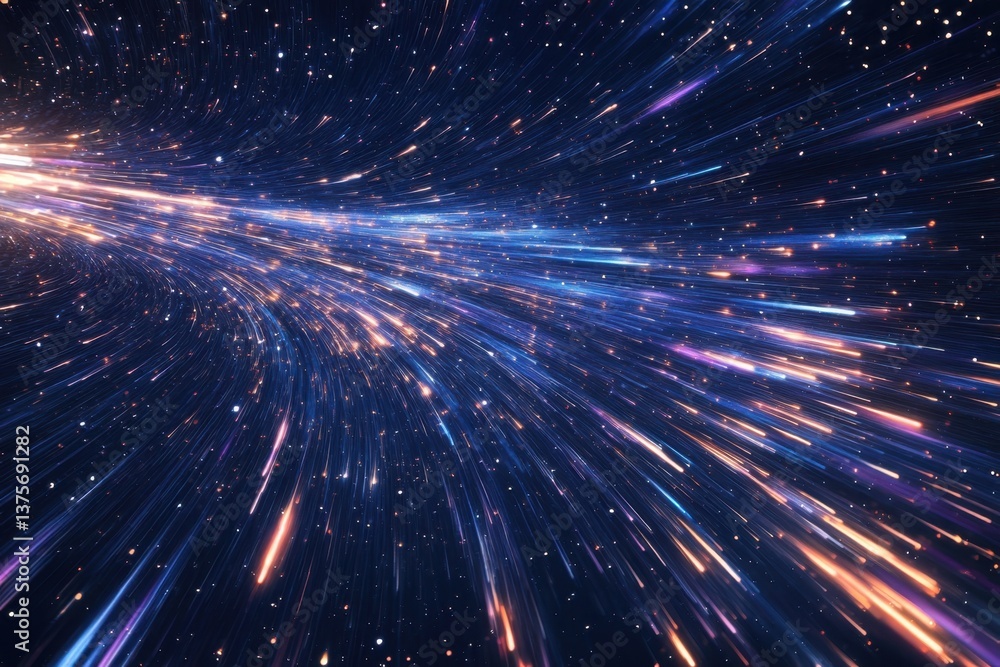 Fototapeta premium Exploration of cosmic light trails through a vibrant galaxy during a starry night