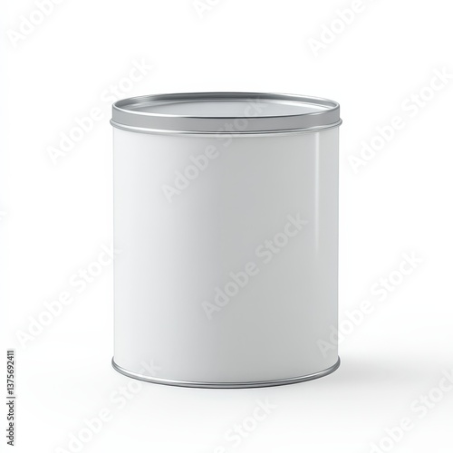 Wallpaper Mural Blank White Cylindrical Tin Can Mockup with Silver Lid for Packaging Design Torontodigital.ca