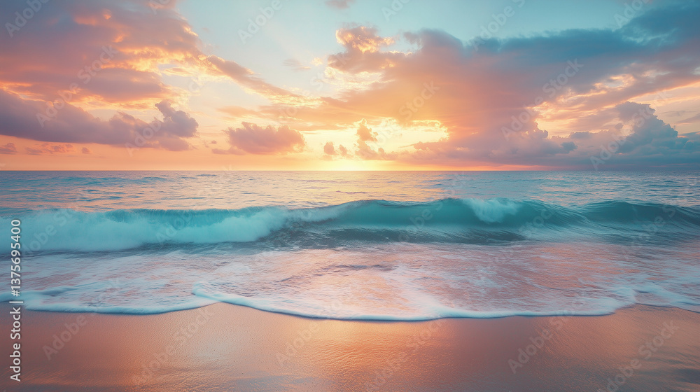 Fototapeta premium Sunset over the beautiful ocean 
