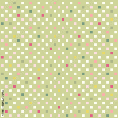 Seamless pattern of confetti in gentle green colors. Delicate cute background. Vintage childish wallpaper. Holiday wrapping paper.