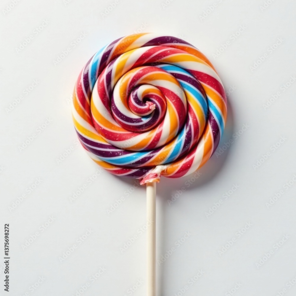 Colorful lollipop with swirling patterns on a white background, illustration, graphic, colorful Colorful lollipop with swirling patterns on a white background, illustration, graphic, colorful