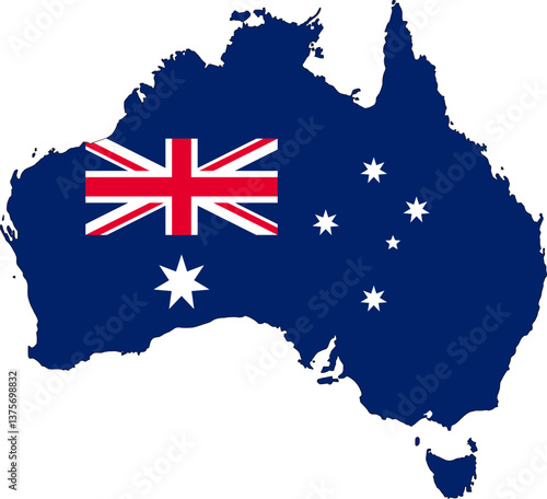 Australia flag on the map illustration vector with transparent