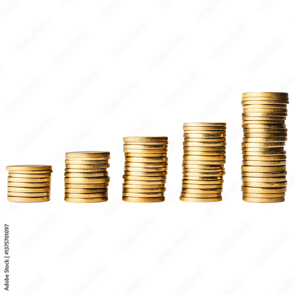 Stacked golden coins representing financial success and savings growth Stacked golden coins representing financial success and savings growth