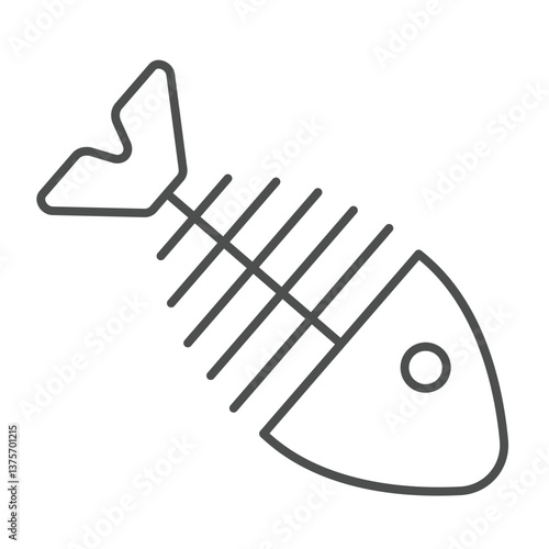 Fish body skeleton thin line icon, climate change concept. Vector graphics. Dead fish, fishery sign on white background, outline style icon for mobile or web design.