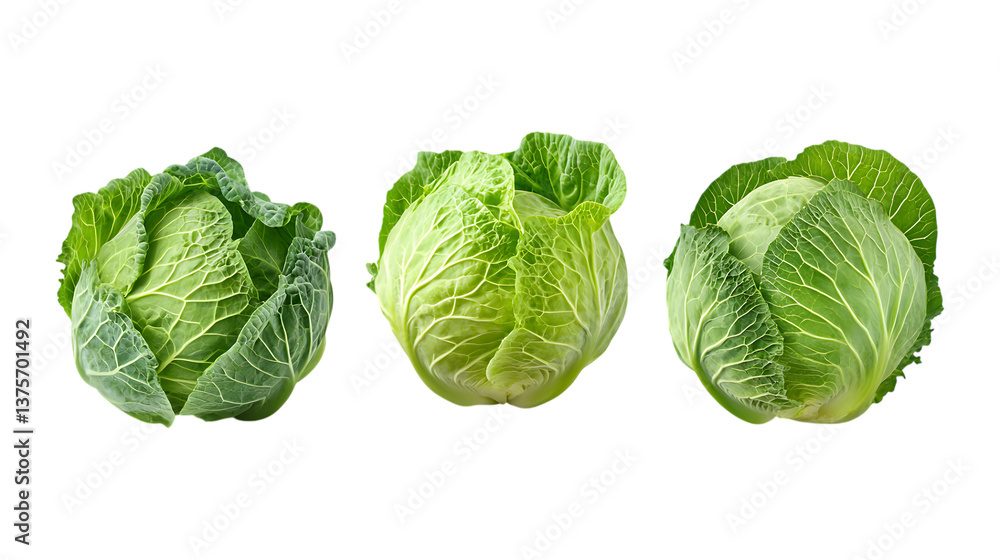 Fototapeta premium Pack of Cabbage set Against Transparent Background for Organic Food Branding, Healthy Eating Promotion, or Culinary Design Projects