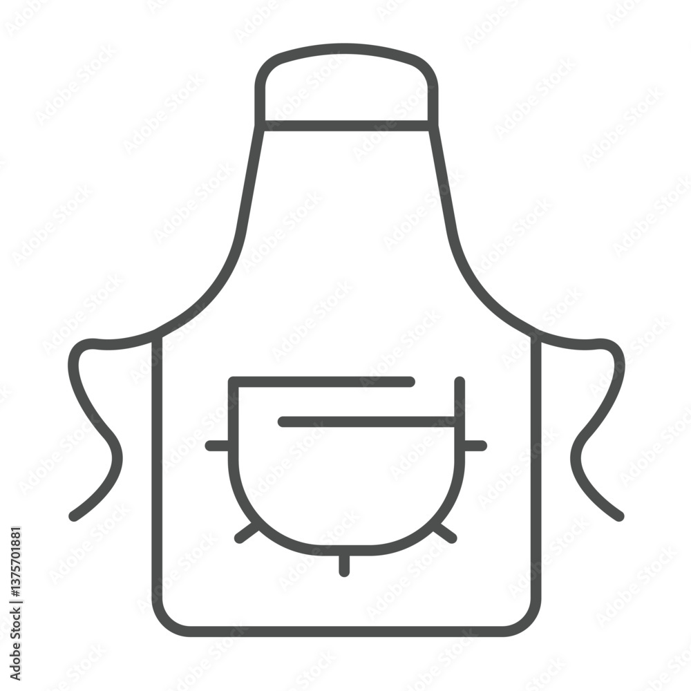Apron with pocket thin line icon, culinary cooking concept. Vector graphics. Kitchen apron cloth sign on white background, outline style icon for mobile or web design. Apron with pocket thin line icon, culinary cooking concept. Vector graphics. Kitchen apron cloth sign on white background, outline style icon for mobile or web design.