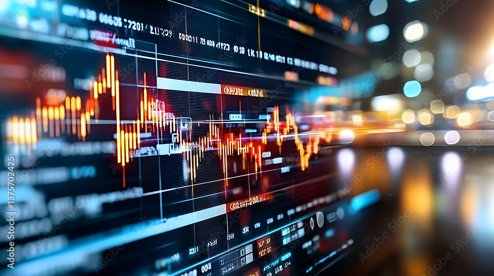 Fototapeta premium Market trends visualization financial sector data analysis digital environment urban viewpoint economic insights