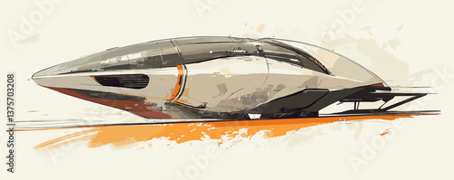 Futuristic high-speed train design with sleek aerodynamics and modern aesthetics - vector.