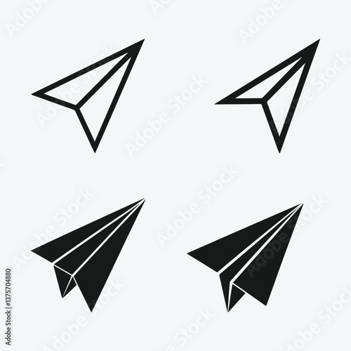 Paper Airplane Icon Set. Vector Paper Plane Icons. Stylish Paper Airplane Icon Pack.