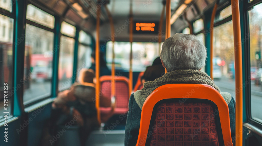 Naklejka premium Using public transportation during trips helps reduce carbon footprints.