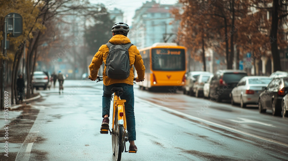 Obraz premium Using public transportation or cycling instead of driving reduces carbon footprints.