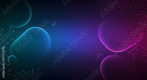 Abstract Technology Background with Glowing Shapes and Circuit Board Design