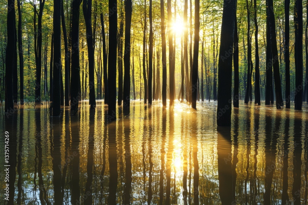 Fototapeta premium Flooded forest with standing trees