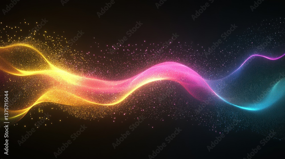 Abstract glowing energy waves in pink and gold on dark background Abstract glowing energy waves in pink and gold on dark background