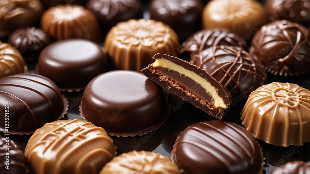 An assortment of luxurious chocolate truffles, showcasing smooth textures and rich flavors, perfect for dessert lovers. An assortment of luxurious chocolate truffles, showcasing smooth textures and rich flavors, perfect for dessert lovers.